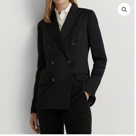 Lauren Ralph Lauren Black Double Breasted Blazer - Picture 1 of 10